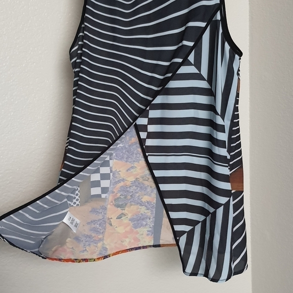 Clover Canyon Tank Top Multi Checkered Floral Stripe Sleeveless - Picture 4 of 8